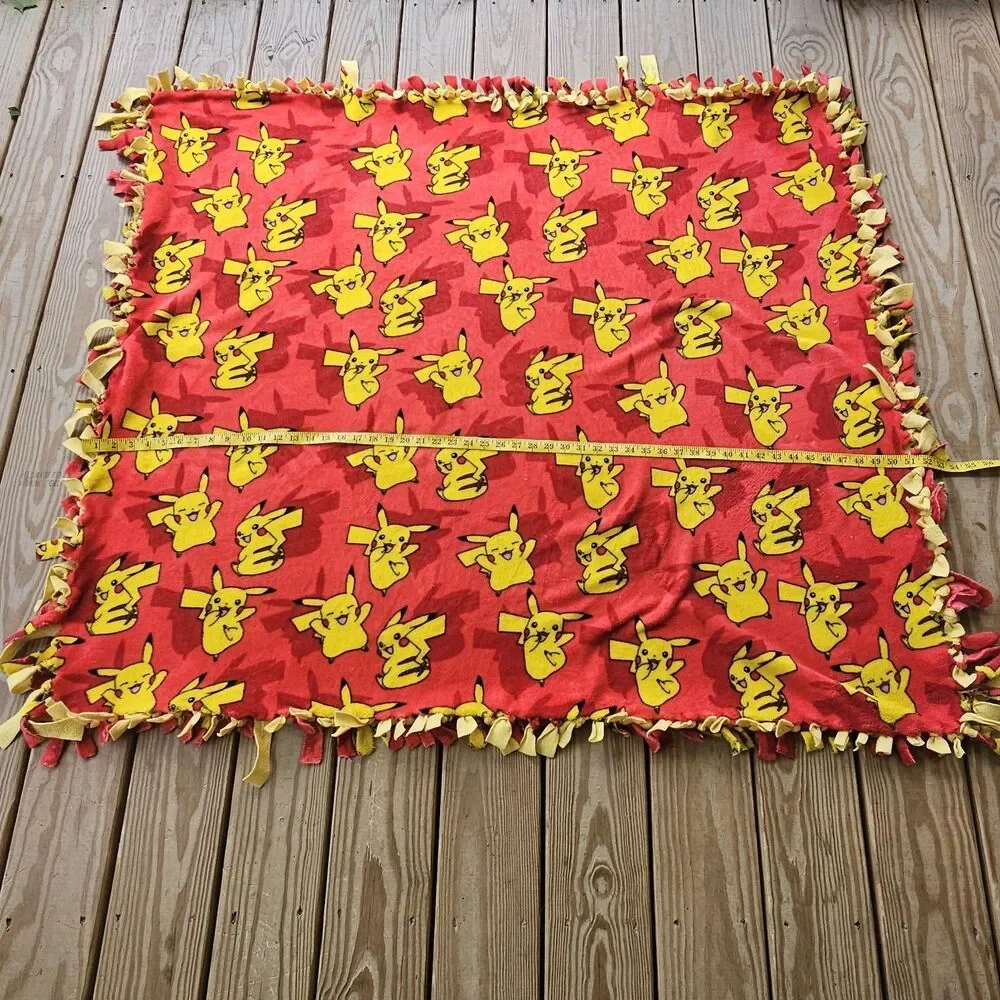 Handmade Pokémon Pikachu Tie Blanket
